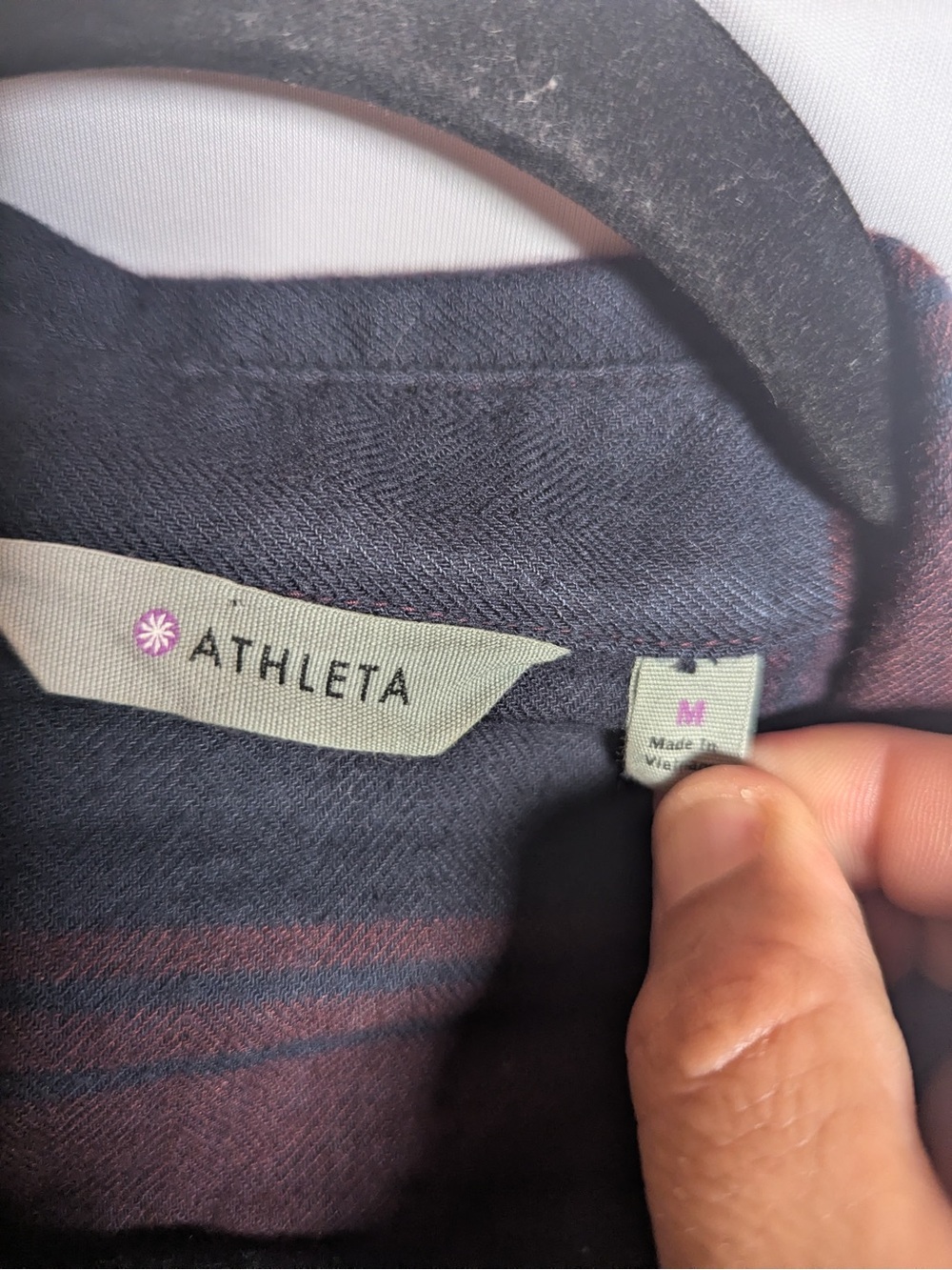 Athleta Burgundy and Black Plaid Button-Down Shirt - Picture 2 of 3